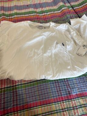 Ralph Lauren White Long Sleeve T-Shirt with Navy Pony